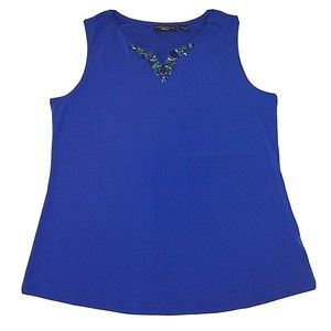 Susan Graver Artisan Women's Size M Royal Blue Tank Top Embellished Beaded